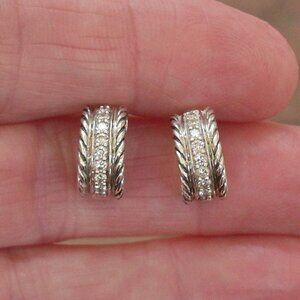 Just Retired David Yurman Diamond Hoop Earrings - 18K/925 - DY Backs